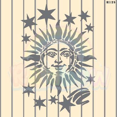 R125_Sun With Star Wall Stencil