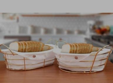 Gold frame black cloth /silver frame white cloth storage bread basket available in two shapes