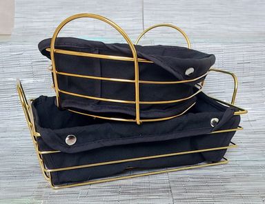 Gold frame black cloth /silver frame white cloth storage bread basket available in two shapes