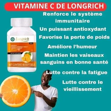 VITAMINE C Un puissant anti oxydant ; réduit le stress et la fatigue ; augmente l’appétit (60 Comprimes)