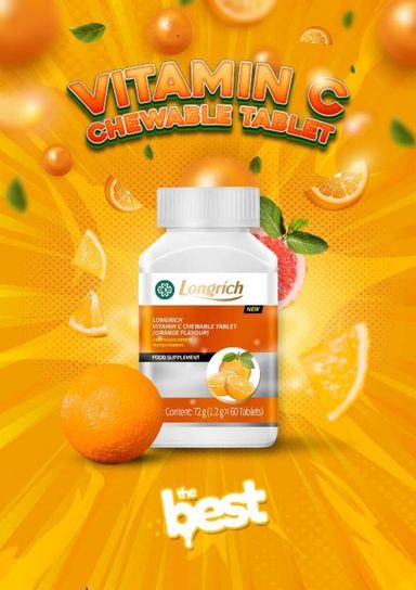 VITAMINE C Un puissant anti oxydant ; réduit le stress et la fatigue ; augmente l’appétit (60 Comprimes)