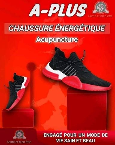 Chaussures énergétiques de longrich Elle stimule la circulation sanguine et tous les organes internes pour une guérison naturelle Balance et aligne l’angle de l’or Augmente la guérison naturelle, maintient l’équilibre du corps et brûle les graisses Vous ne pouvez jamais manquer d’énergie ou être fatigué. Vous pouvez même la porter au lit Elle a des aimants placés à des pointes réflexes correspondants sur vos pieds pour dynamiser votre santé n’importe où et n’importe quand La chaussure A-Plus de Longrich est destinée à: Personnes souffrantes de spondylose cervicale /lombaire Menstruation irrégulière Déséquilibre hormonal Problèmes ovariens Problèmes mammaires Maladies cardiaques Hémiplégie Paralysie Arthrose Rhumatisme Arthrite Problèmes majeurs de l’or et des articulations,  accident vasculaire cérébrale etc Augmente l’endurance, recharge, rédémarre et ravitalise Corrige les arcs de pieds, rectifie le squelette du corps Corrige la colone vertébrale Faite à base de nanomatériaux macro moléculaires d’acupuncture sur les pieds, elle stimule en permanence les points d’acupuncture.