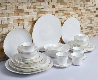 ✨ 40pcs Shell Gold Rimmed Dinner Set