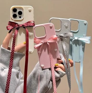 Cute 3D heart Rhinestone polka dot ribbon bow phone case