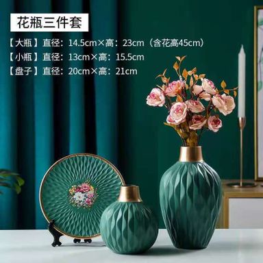 3PCs European ceramic flower vase living room decoration