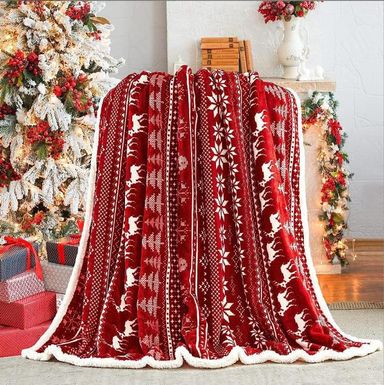 Double Layered Xmas Blanket Snowflake Series Printed Blankets