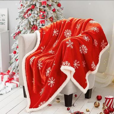 Double Layered Xmas Blanket Snowflake Series Printed Blankets