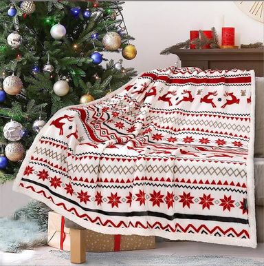 Double Layered Xmas Blanket Snowflake Series Printed Blankets