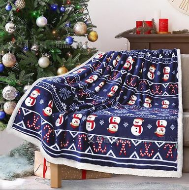 Double Layered Xmas Blanket Snowflake Series Printed Blankets