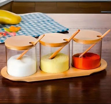 ❇️3 in 1 Glass spice condiment set