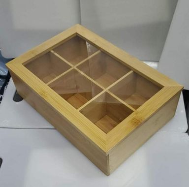 ✅6 slots Bamboo wooden TEABAG ORGANISER