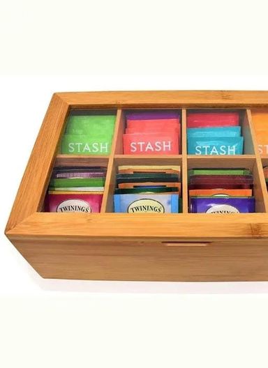 ✅6 slots Bamboo wooden TEABAG ORGANISER