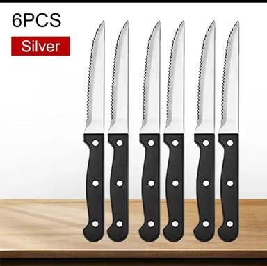 ⏯️ STAINLESS STEEL SERRATED STEAK KNIFE ..set of 6