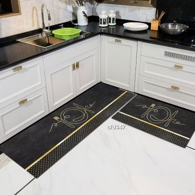 2pcs kitchen mats with rubber super non-slip underside