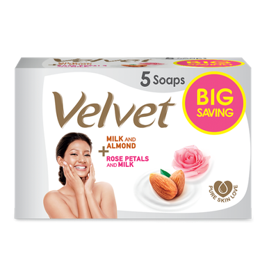 VELVET MILK EXTRACT & ALMOND 95G*4 (ECO PACK SOAP)