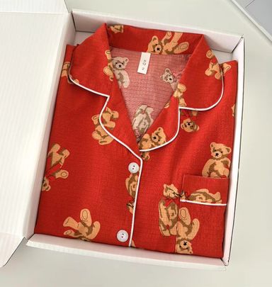 Red Bear long sleeves pajama set