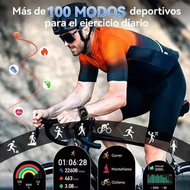 Smartwatch Cubot X1 Reloj Inteligente Deportivo 2ATM Resistente al Agua Negro 2.13'' y Llamada Bluetooth y Medición de Presión Arterial