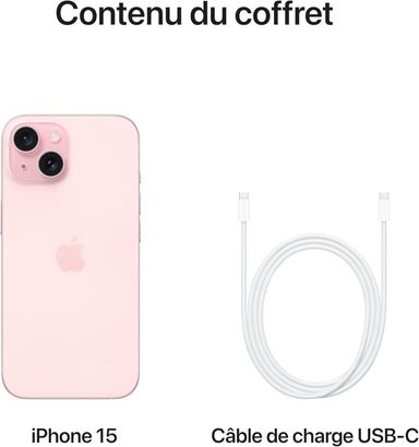 iPhone 15, 128Go, Rose (Garantie 3ans)