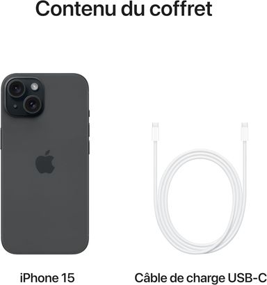 iPhone 15, 128Go, Noir (Garantie 3ans)