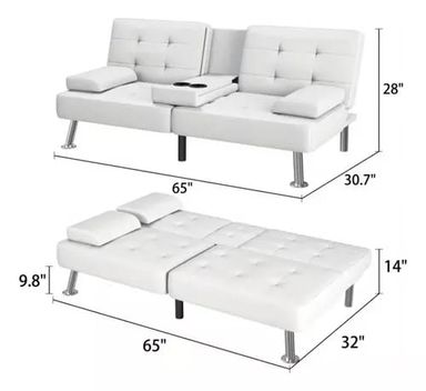 Sillón Reclinable Sofá Cama Piel Sintética Blanco Minimalist