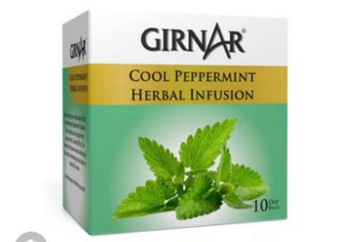 Girnar Green Tea Cool Peppermint Herbal Infusion 10 Tea Bags Box