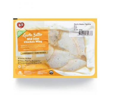 KS Garlic Butter Mid Joint Chicken Wing (Frozen Thawed) – 500g