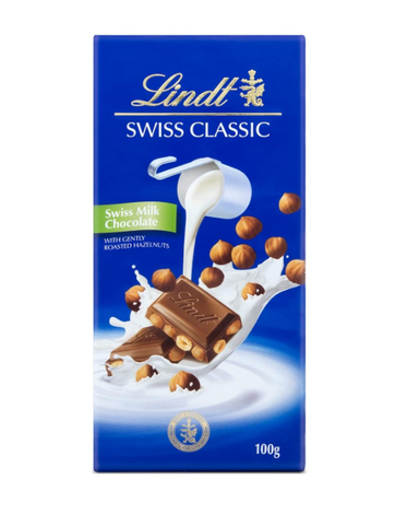 Lindt Swiss Classic with Gently Roasted Hazelnut 100g Bar