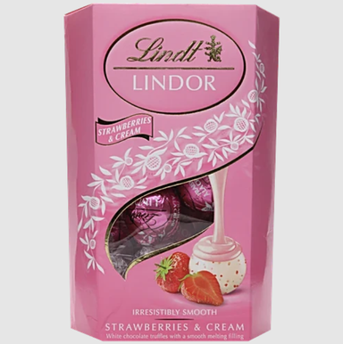 Lindt Lindor Balls Strawberries & Cream 200g Box