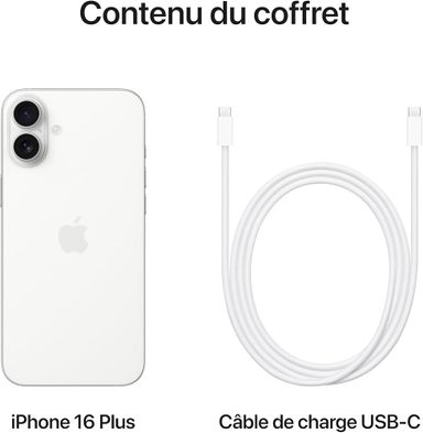 iPhone 16 Plus, 256Go, Blanc (Garantie 3ans)