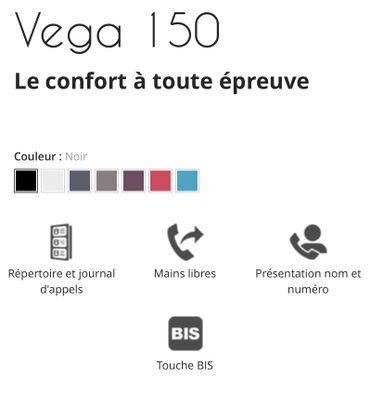 Téléphone Fixe , excellent choix pour votre fibre, LOGICOM  VEGA 150