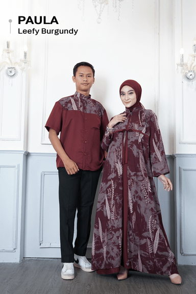 Paula Couple Set Gamis & Kemeja bahan Ceruty