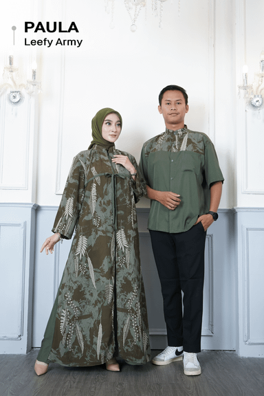 Paula Couple Set Gamis & Kemeja bahan Ceruty