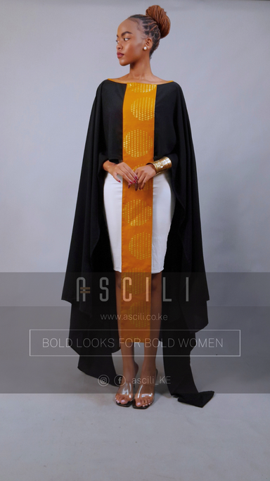 Ascili Daima Cape - Black/Gold