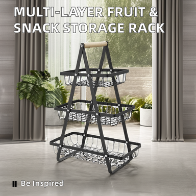 Three-Tier Portable Fruit Basket with Handle