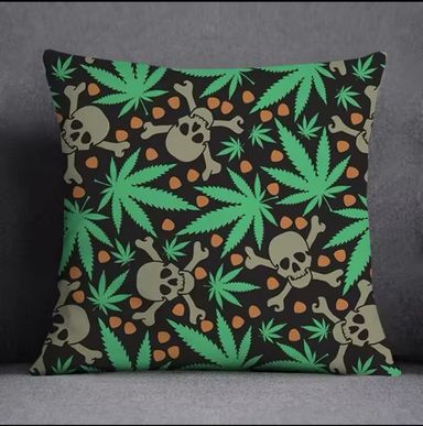 Coussin avec Housse à Motif Cannabis – Confort et Style Unique