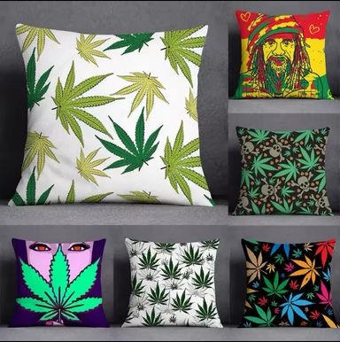 Coussin avec Housse à Motif Cannabis – Confort et Style Unique