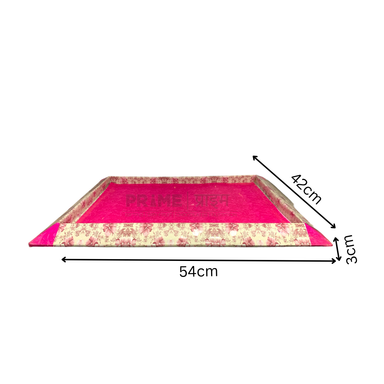 Pink White Rectangular Velvet Large Hamper Tray