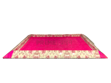 Pink White Rectangular Velvet Large Hamper Tray