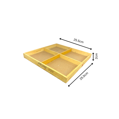 Brown Square Four Partition Hardwood Basic Tray