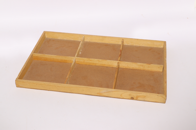 Brown Rectangular Six Partition Hardwood Basic Tray