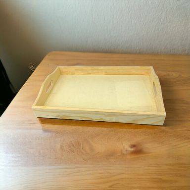 Brown Rectangular Pinewood Tray Small