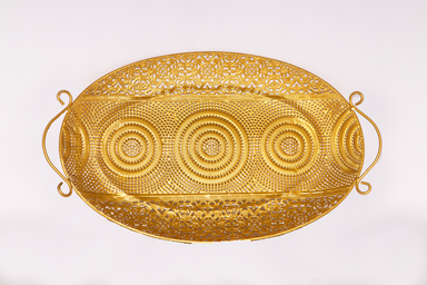 Golden Color Oval Shape Metallic Tray Small