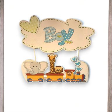 Blue Rectangular DIY Wooden Baby Boy Tray