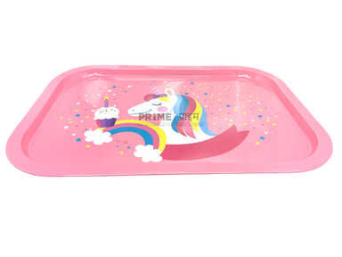 Baby Pink Rectangulr Unicorn Metal Tray