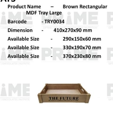 Brown Rectangular MDF Tray Size 4