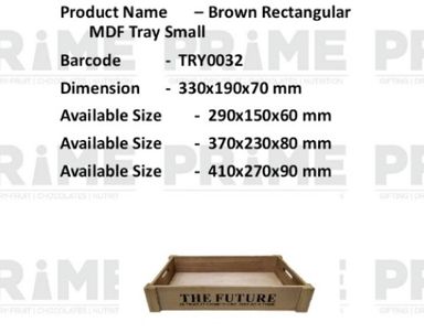 Brown Rectangular MDF Tray Size 2