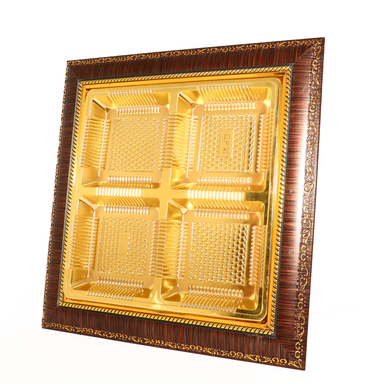 Golden Brown Square Four Partition Dry Fruit Tray