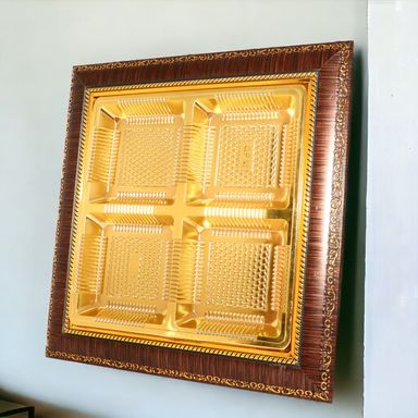 Golden Brown Square Four Partition Dry Fruit Tray