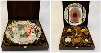 Square Box Puja Thali Set 13.5x13.5x3.5 in