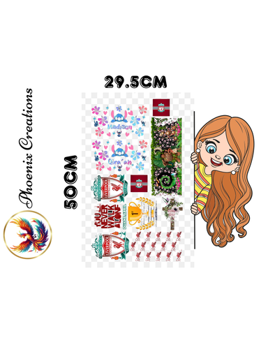 29.5cm x 50cm Custom uv sticker sheet